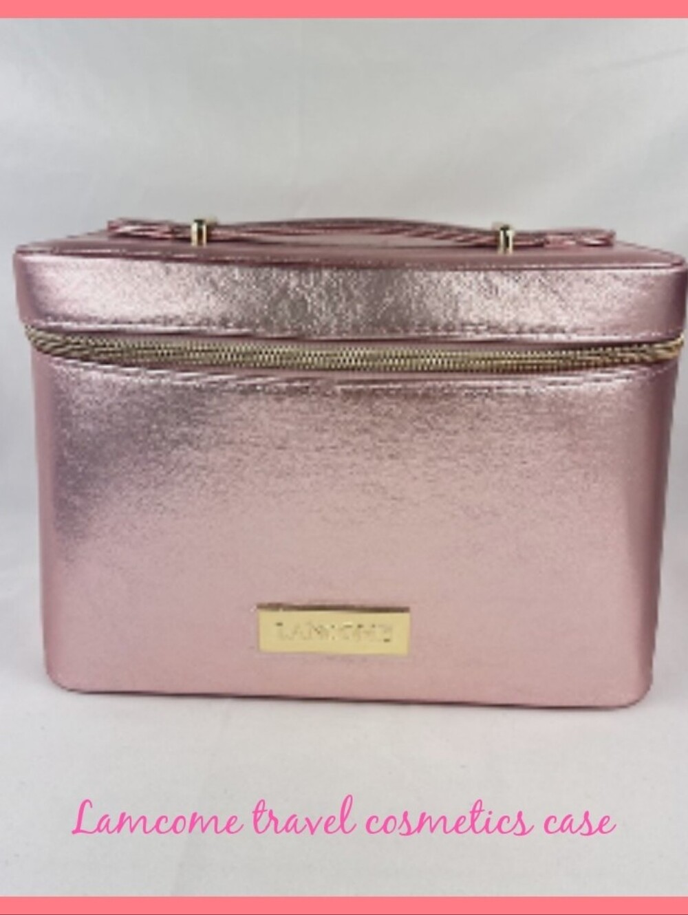 Lancome 2025 Beauty Box Bag Travel Train Makeup Cosmetics Case in Rose Pink Gold